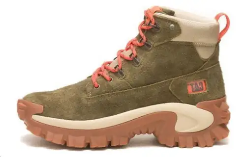 CAT Abrasion Resistant Height Increasing Mid top Outdoor Shoes Unisex Green Brown