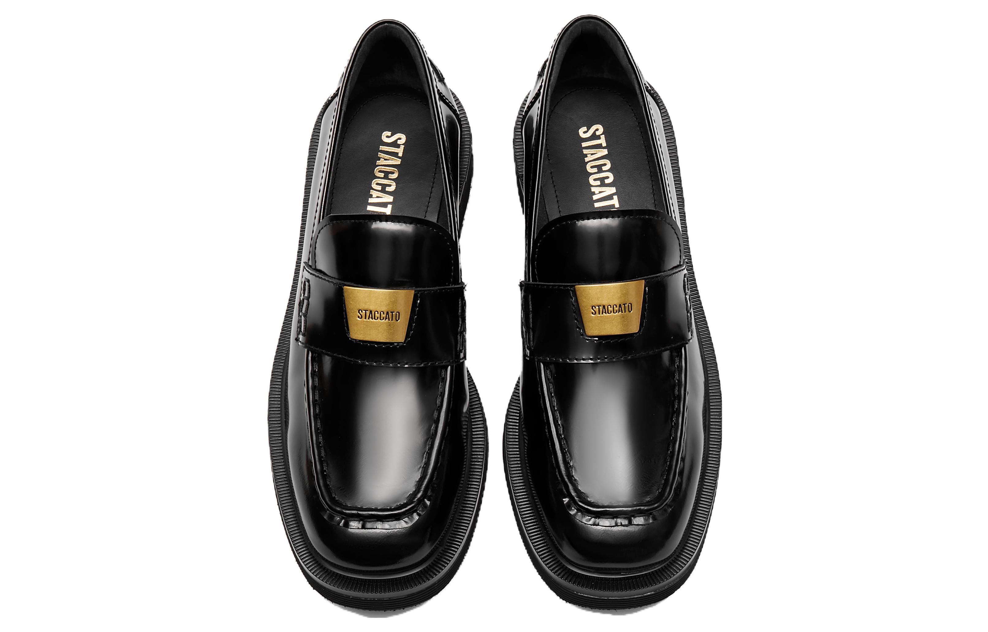 Staccato Small Gold Brick Jazz Cow Leather Loafers 3.5cm Women's