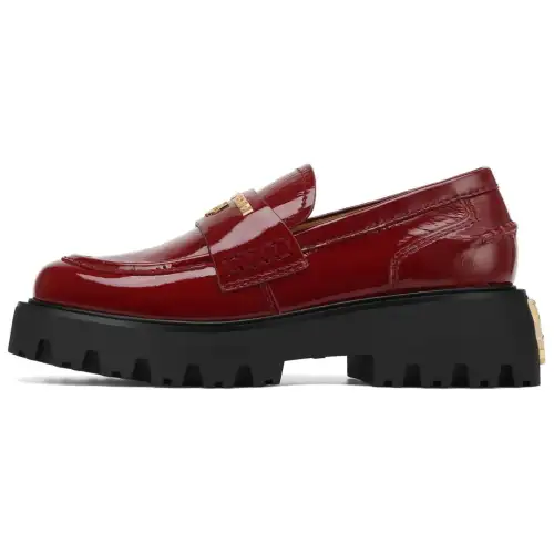 Naked Wolfe Flawed Leather Loafers 5CM Women's Dark Red