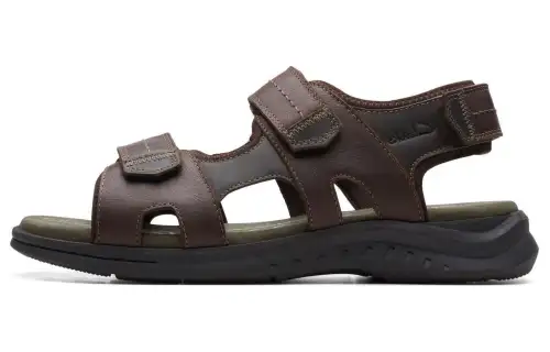 Clarks Leather Beach Sandals Men's Dark Brown