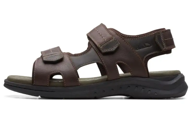 Clarks Leather Beach Sandals Men's Dark Brown