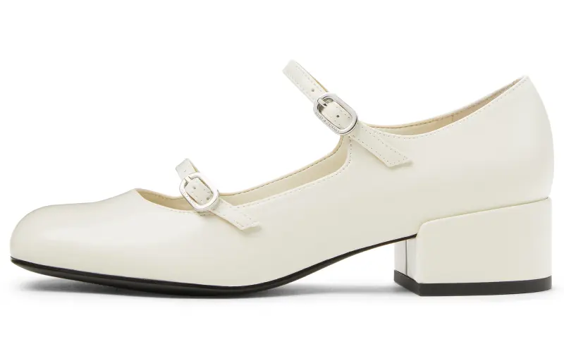 CHARLES&KEITH Small Ck Pu Chunky Heel Mary Jane Shoes 4.1cm Women's