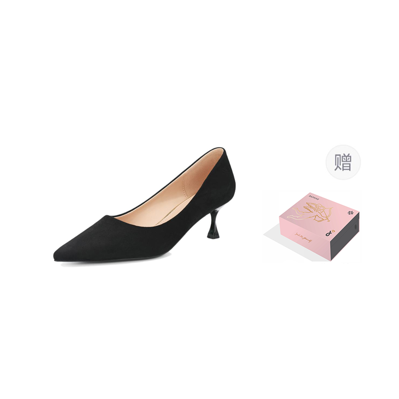 Daphne DAPHNE fabric, velvet texture, breathable, comfortable, non-slip and wear-resistant, daily outings, classic and versatile, date wear for small people, making them slimmer and taller, elegant and not falling off, stiletto heels, 5cm women's black