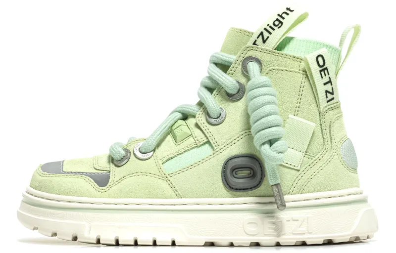 OETZI Cow Split Leather Mid top Skateboard Shoes Women's Cyan