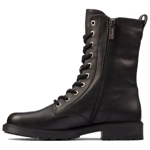 Clarks Leather Crew Combat Boots 3cm Women's Black