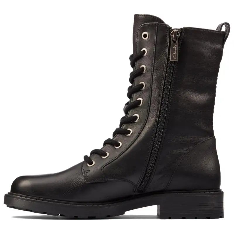 Clarks Leather Crew Combat Boots 3cm Women's Black