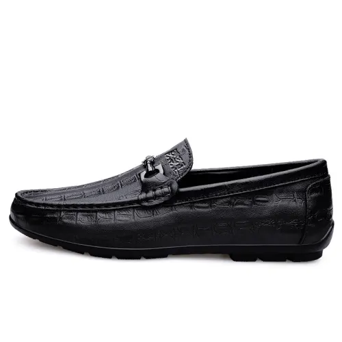 Mulinsen cow leather fashion business leather shoes crocodile pattern soft leather soft sole comfortable slip-on daily commuting large size men's shoes driving shoes casual shoes men's style