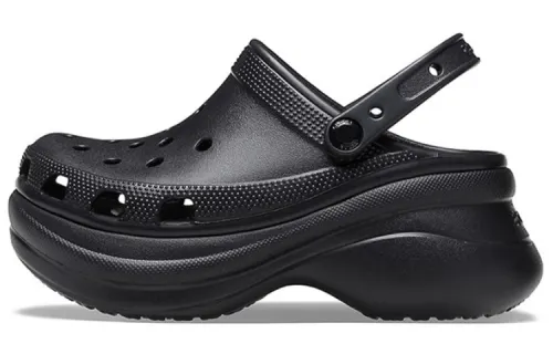 Crocs Small Whale Retro Crocs Thick Sole Black Sandals Women's