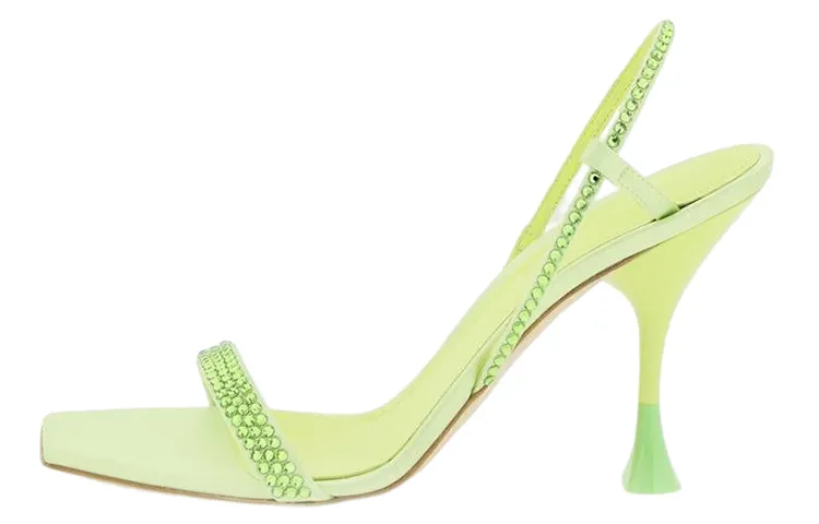 3JUIN Leather Square Toe Fashion Sandal Women's Green