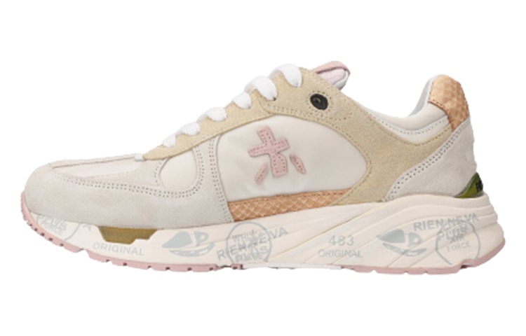 PREMIATA Mased Leather Low top Casual Shoes Women's Gray/Beige