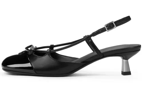 CHARLES&KEITH Small CK Bowknot New Chinese Style Pu Slim Heel High Heels 4.8cm Women's