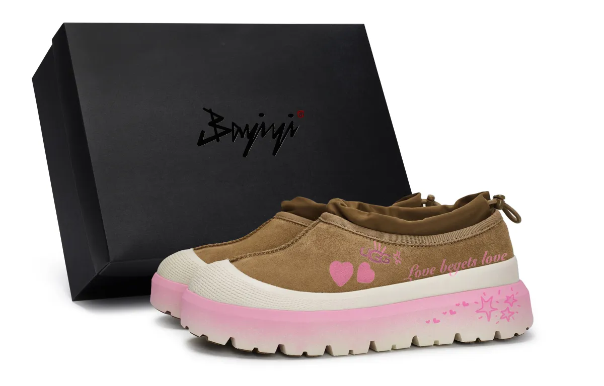 UGG 811 Manufacturing, Starry Dreams, Special Shoe Box Slip Resistant Low top Casual Shoes Unisex Chestnut Brown Pink