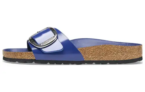 Birkenstock Leather Slide Slippers Women's Blue Regular