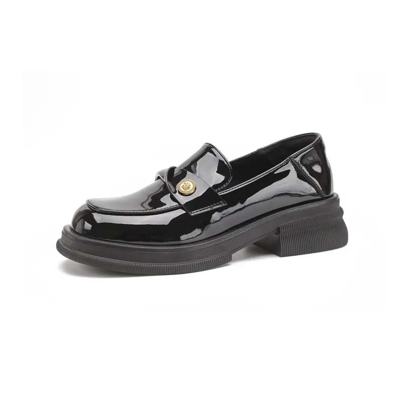 D FUSE SCANDINAVIA Cow Split Leather Loafers 5CM Women's Black