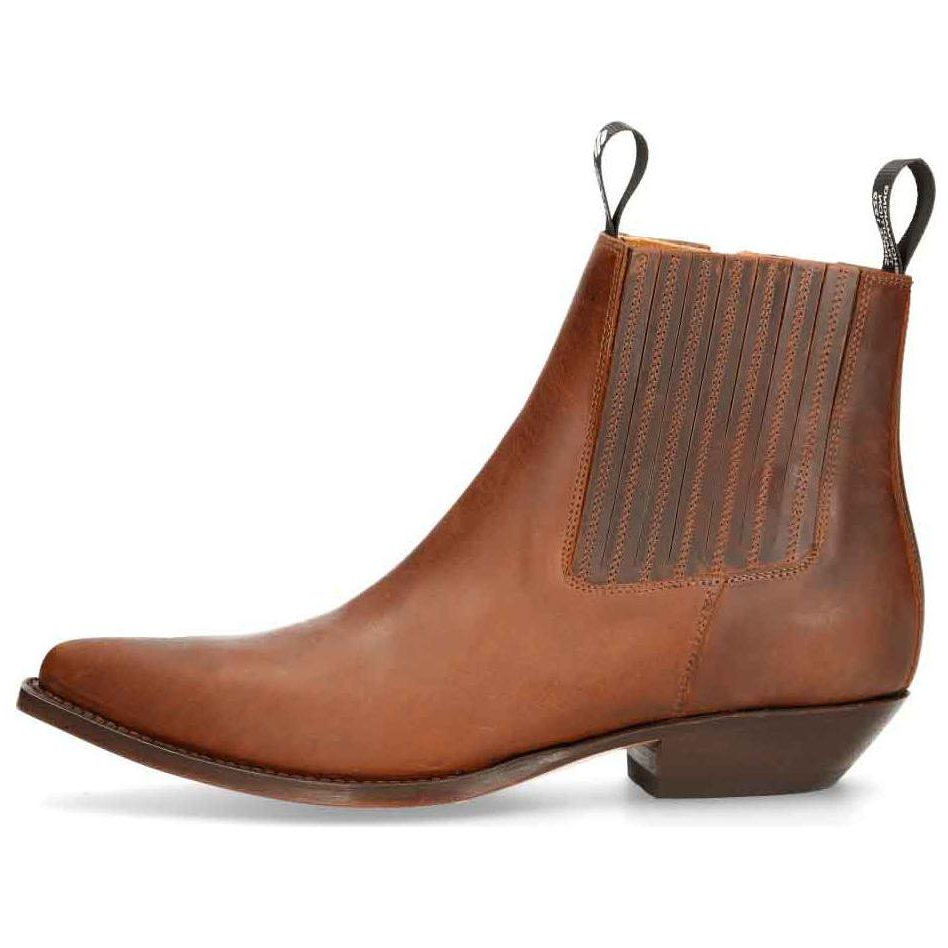 NEW ROCK Cow Leather Ankle Boots 5CM Men's Brown