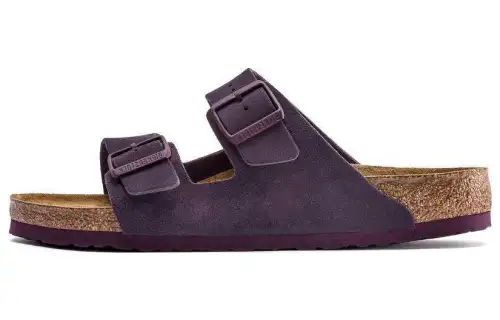 Birkenstock Suede Slide Slippers Women's Grape Purple Regular
