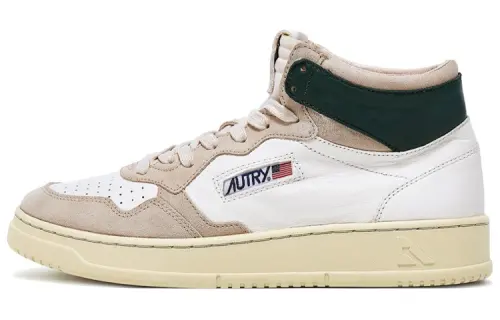 AUTRY Leather Stylish Skateboarding Shoes White Gray Green