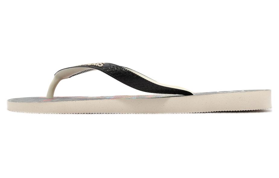 Havaianas Top Netfli Comfortable Round Toe Flip Flops Men's Beige Black