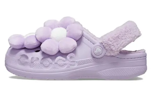 Crocs Baya Lined Fuzz Strap Singles Day 'Purple White' Women's