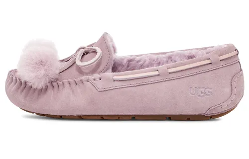UGG DAKOTA Bow Pom velvet warm slip-on shoes, wear-resistant and warm, low-cut sports and casual shoes, women's pink purple