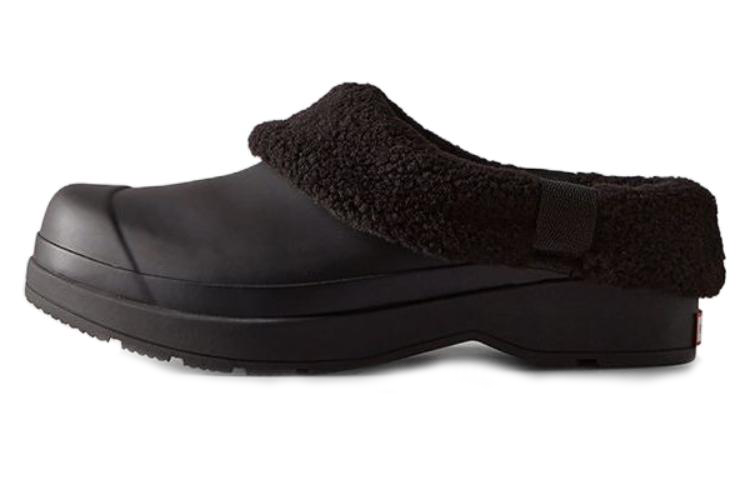 HUNTER River Trekking Shoes Comfortable Fleece Lined Slip on Mules Sports Slippers Men's Black