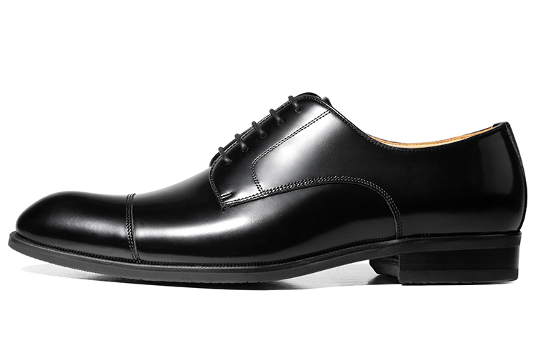 THOM WILLS Business glossy calfskin derby shoes, soft sole, breathable, casual and versatile, formal leather shoes, men's black