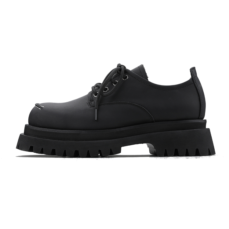 HANQIAORIJI Le Collection Cow Split Leather Casual Shoes 6.5cm Unisex Black