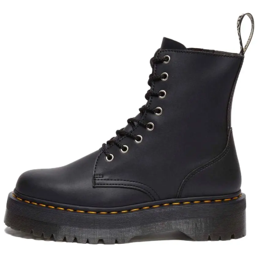 Dr.Martens Leather Comfortable Short Combat Boots Unisex Black
