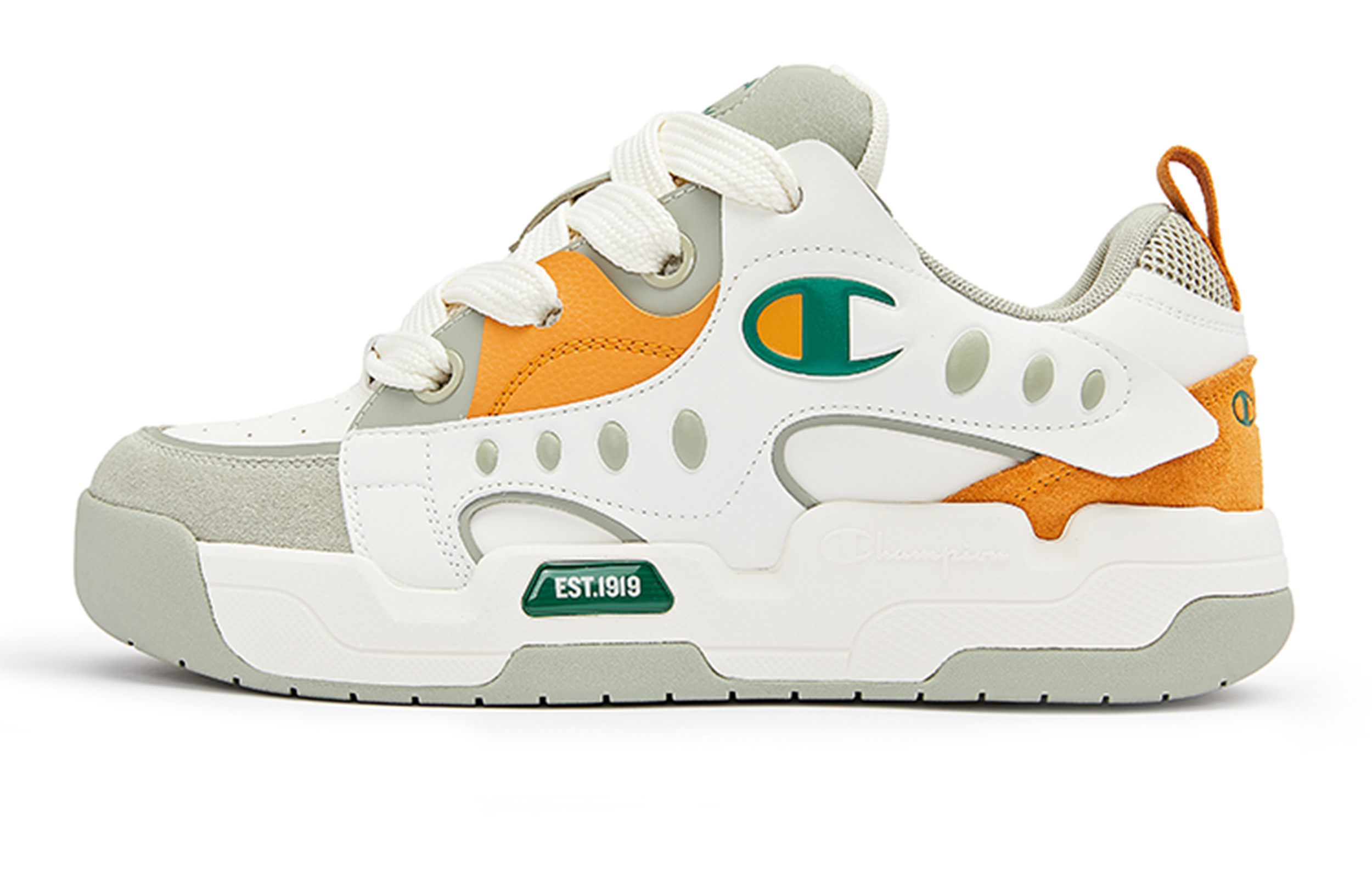 Champion Playful Puffy Shoes Textile, Synthetic Leather Low top Skateboard Shoes Men's Light Green