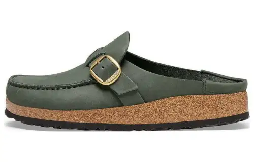 Birkenstock Nubuck Closed Toe Slippers Women's Green Regular