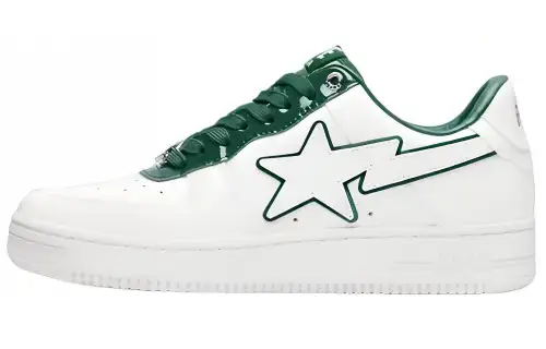 A BATHING APE BAPE STA Low top Stylish Skateboarding Shoes Women's White Green