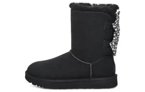 UGG Checkered Bow Snow Boots 'Black' Women's