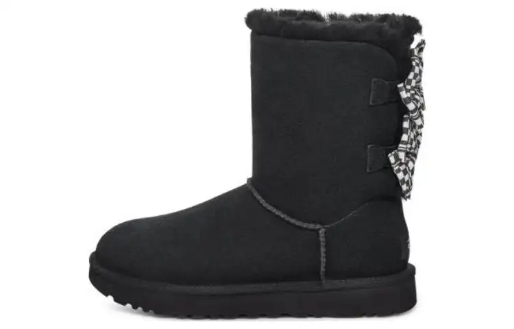 UGG Checkered Bow Snow Boots 'Black' Women's