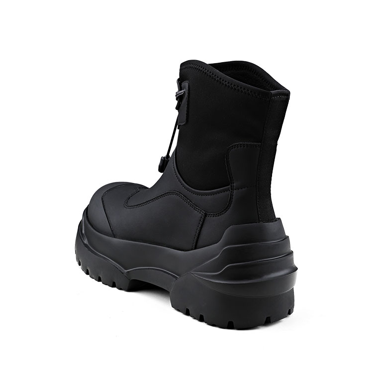 HANQIAORIJI Heavyweight Collection Cow Split Leather Ankle Boots 5CM Unisex Black