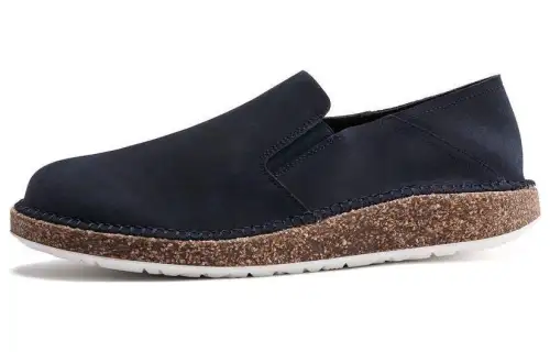 Birkenstock Leather Low top Casual Shoes Unisex Marine Blue Narrow