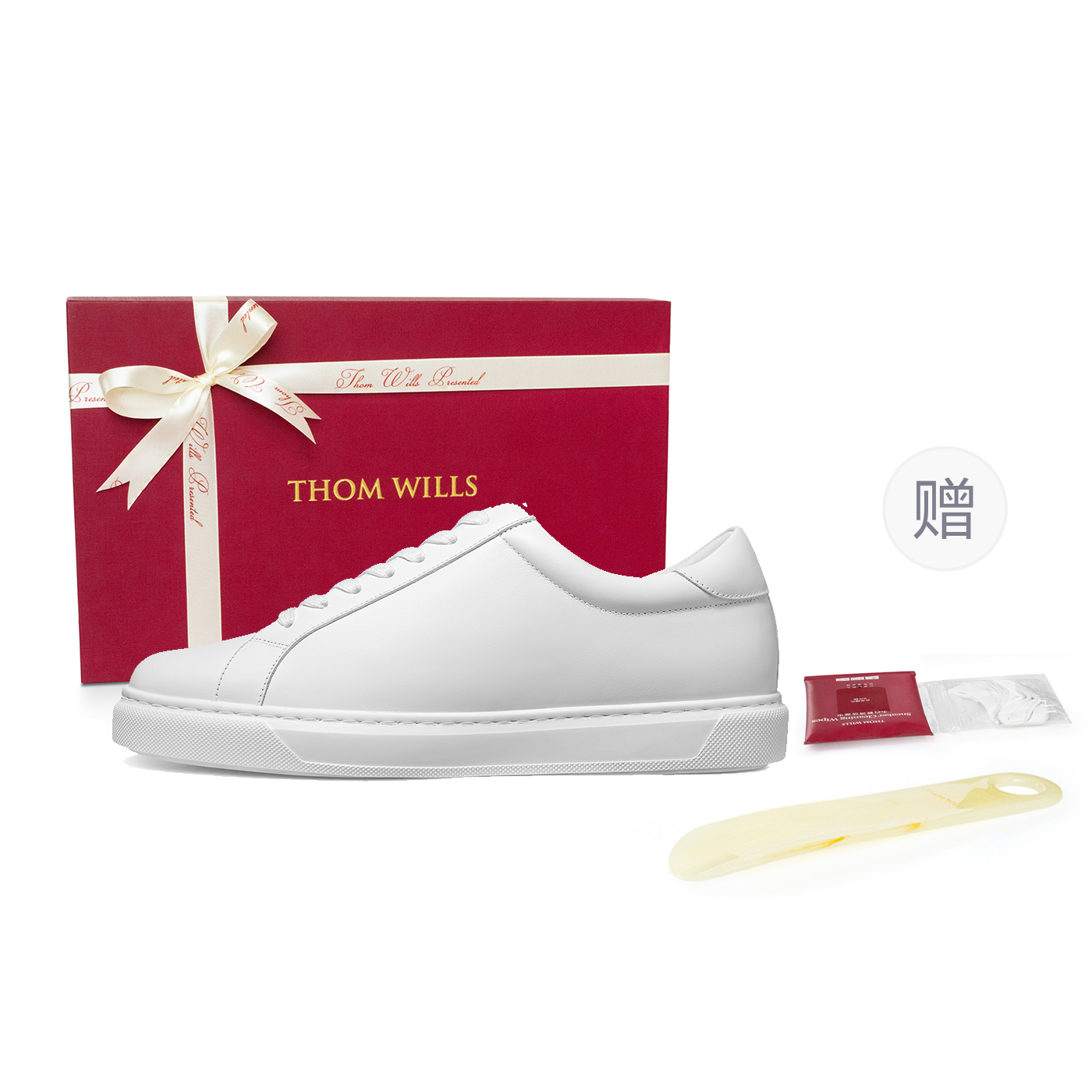 THOM WILLS White Sneakers Breathable Abrasion Resistant Cushioning Stylish Skateboarding Shoes Unisex White