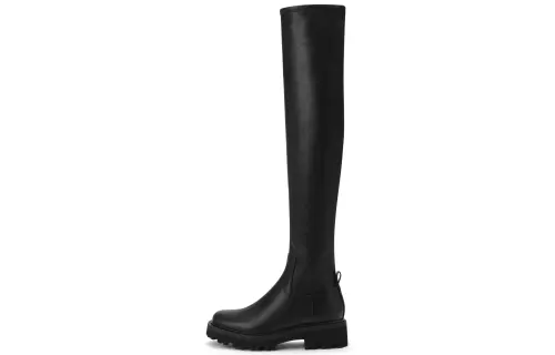 CHARLES&KEITH PU thick-soled plus velvet slim tall over-the-knee boots 4.5cm women's style