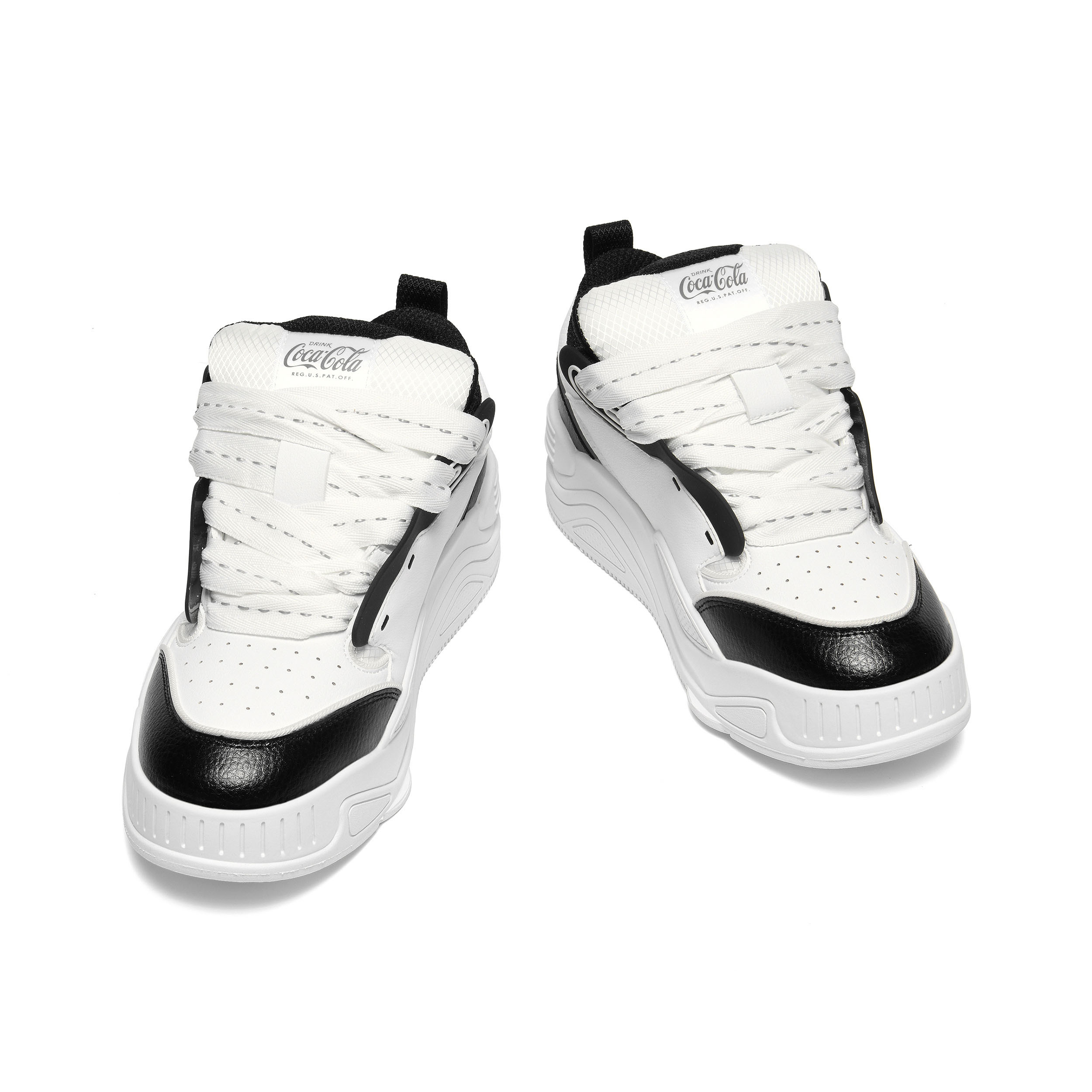 Coca Cola Puffy Shoes Low top Stylish Skateboarding Shoes Unisex White