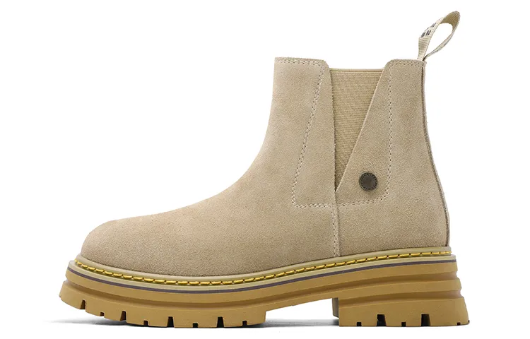Dickies Cow Split Leather Short Combat Boots Women's Beige