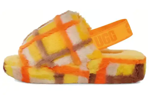 UGG FLUFF YEAH Fabric Stylish Sandal Women's Yellow
