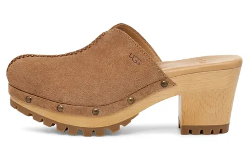 UGG Judi Suede Block Heel High Heels Women's Chestnut