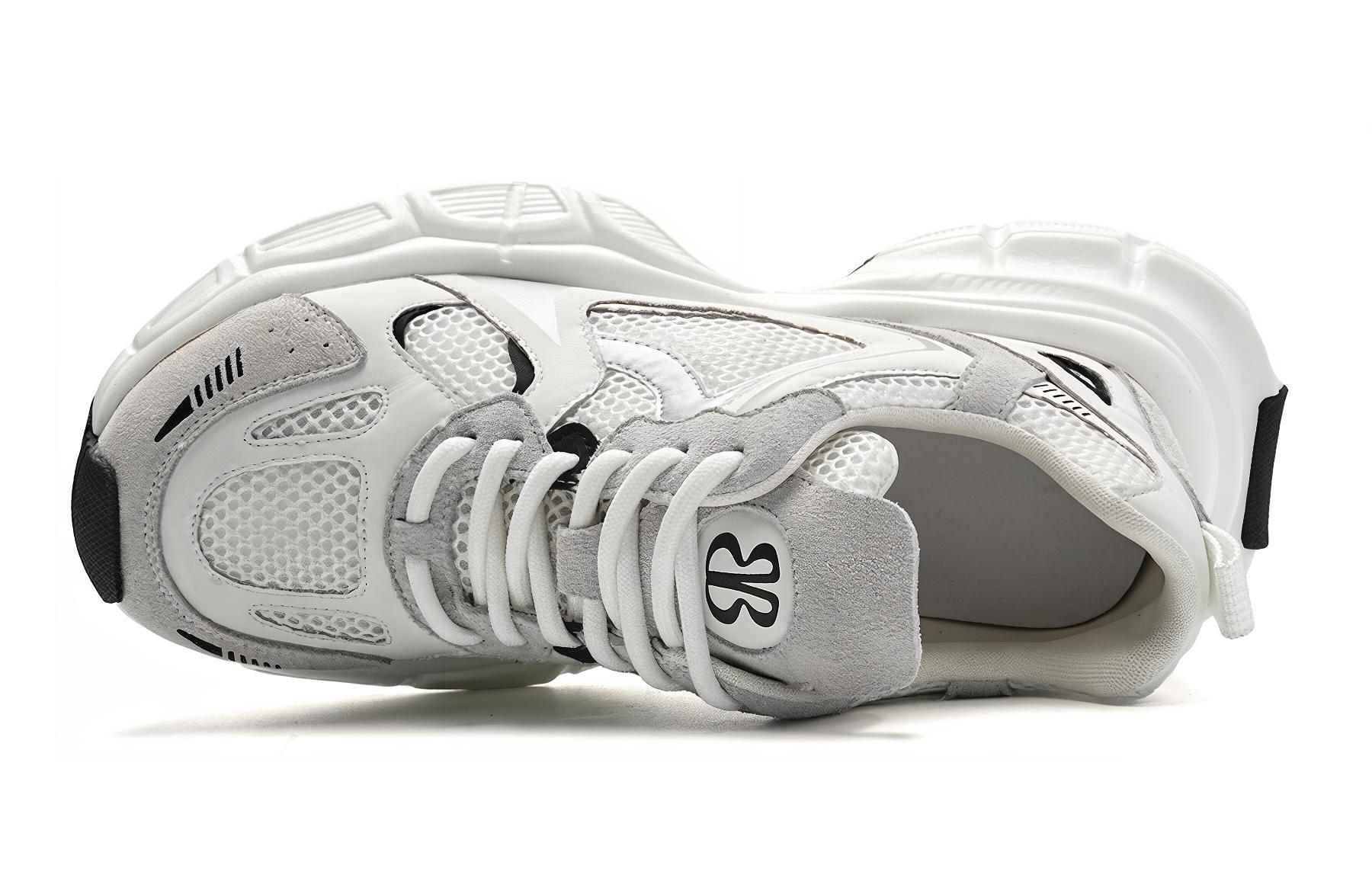 EBLAN Textile, Synthetic Leather, Split Cow Leather Abrasion Resistant Breathable Low top Chunky Sneakers Unisex