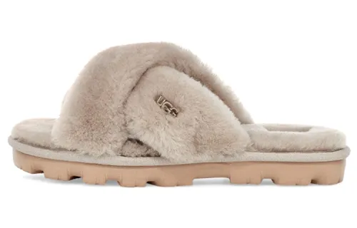 UGG Fleece Lined, Minimalist Style Casual Fuzzy Mules Quiet Slide Slippers Women's Gray
