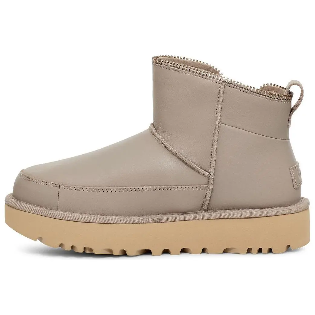 UGG Fleece Lined, Round Tip Platform Short Snow Boots Women's Volcanic Rock Color
