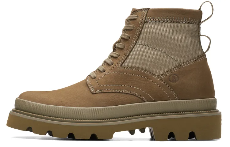 Clarks Cow Leather Short Mid Calf Combat Boots Men's Green