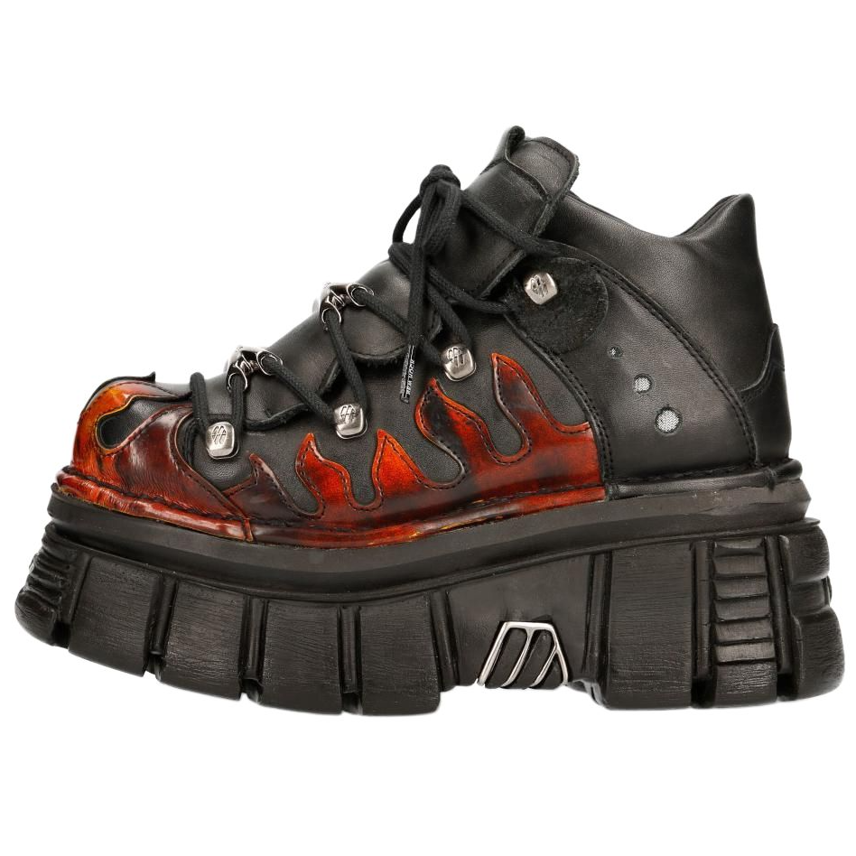 NEW ROCK Top Grain Cow Leather Abrasion Resistant Low top Casual Shoes Unisex Black