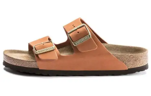 Birkenstock Cow Leather Slide Slippers Women's Orange Regular