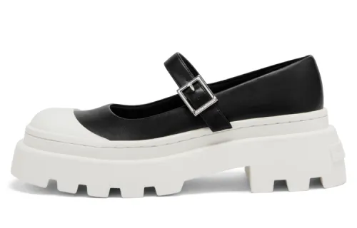 CHARLES&KEITH PU, Textile Platform Mary Jane Shoes Women's