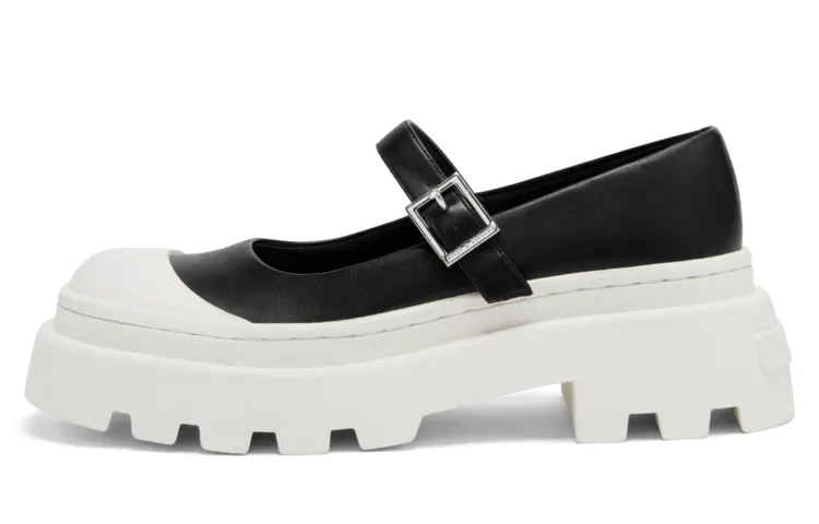 CHARLES&KEITH PU, Textile Platform Mary Jane Shoes Women's