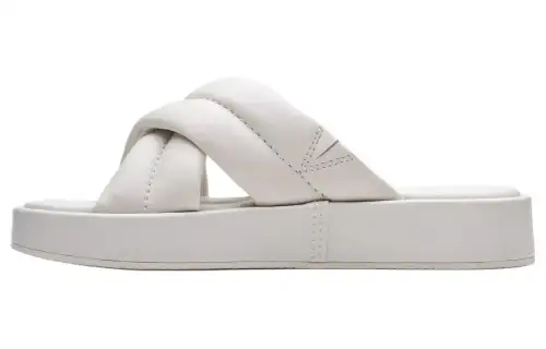 Clarks Leather Slide Slippers Women's White